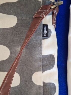 Maika Gray & Brown Patterned Canvas Shoulder Bag